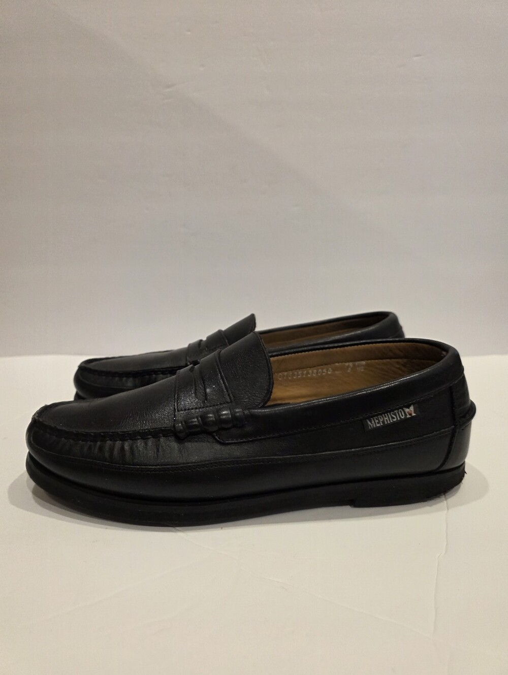 ​Mephisto Black Leather Cap Vert Penny Loafer Spinnaker Insole Sz 7.5 Us 8